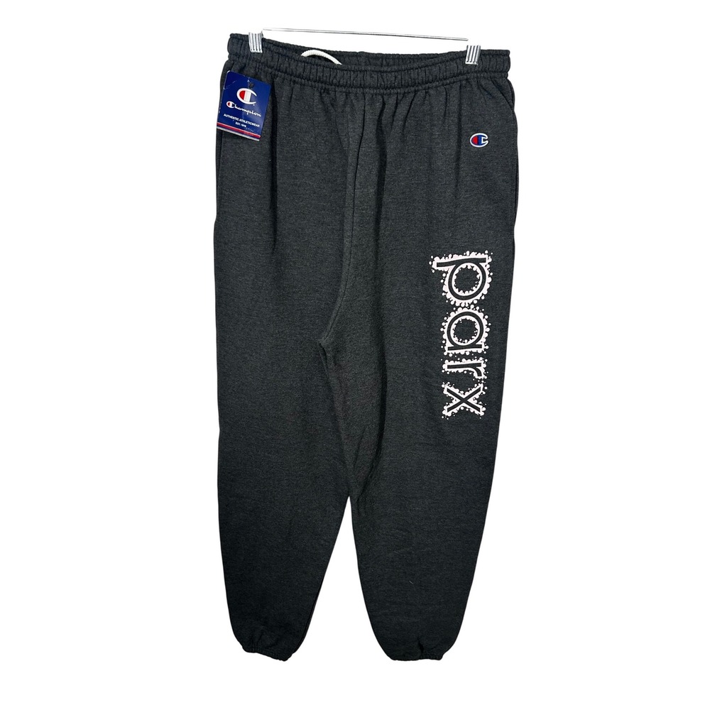 Champion Dark Gray Jogger Style Sweatpants Women's Size Large Pink Parx Logo NWT